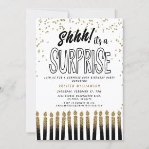 Convites Shhh! É uma Vela de Aniversário de 50 anos Surpres