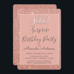 Convites Shhh! Festa de aniversário Dourada Surpresa<br><div class="desc">Shhh! Surpresa Rosa de Festa de aniversário Dourada Faux Glitter e Sparkle Girly Invtions. Os Convites de festas de aniversários Surprise usam o popular ouro rosa-rosa e a tipografia escrita à mão e são perfeitos para convidar convidados para uma Festa de aniversário Surpresa.</div>