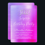 Convites Shhh! Festa de aniversário rosa surpreendido<br><div class="desc">Shhh! Surpresa, rosa-Festa de aniversário e preto-e-roxo, com folhas de metal polido, com capa de metal polida, convidações de aniversário. Os Convites de festas de aniversários Modernos e Chic Surprise usam a popular tipografia manuscrita e são perfeitos para convidar convidados para uma Festa de aniversário Surpresa feminina. Se você precisar...</div>