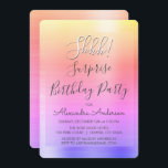 Convites Shhh! Festa de aniversário Surpresa do Arco-Íris<br><div class="desc">Shhh! Festa de aniversário surpresa Dourada, rosa e púrpura Pastel Rainbow Ombre Faux Foil Metálica Polida Foil Metálica Girly Invites de Aniversário. Os Convites de festas de aniversários Modernos e Chic Surprise usam a popular tipografia manuscrita e são perfeitos para convidar convidados para uma Festa de aniversário Surpresa feminina. Se...</div>