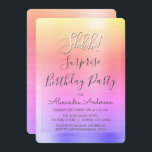 Convites Shhh! Festa de aniversário Surpresa do Arco-Íris<br><div class="desc">Shhh! Festa de aniversário surpresa Dourada, rosa e púrpura Pastel Rainbow Ombre Faux Foil Metálica Polida Foil Metálica Girly Invites de Aniversário. Os Convites de festas de aniversários Modernos e Chic Surprise usam a popular tipografia manuscrita e são perfeitos para convidar convidados para uma Festa de aniversário Surpresa feminina. Se...</div>