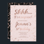 Convites Shhh os confetes cor-de-rosa do ouro coram<br><div class="desc">Shhh é falso que de uma surpresa os splatters cor-de-rosa dos confetes do ouro coram nome cor-de-rosa do costume do aniversário de 30 anos. Um trigésimo convite de aniversário moderno com convite cor-de-rosa da folha de ouro do falso moderno, original e simples com confetes cor-de-rosa do ouro splatters e a...</div>