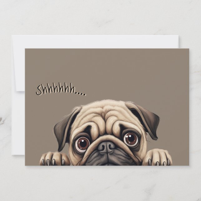 Convites Shhh Pug Surprise Invite | Retirement Party (Frente)