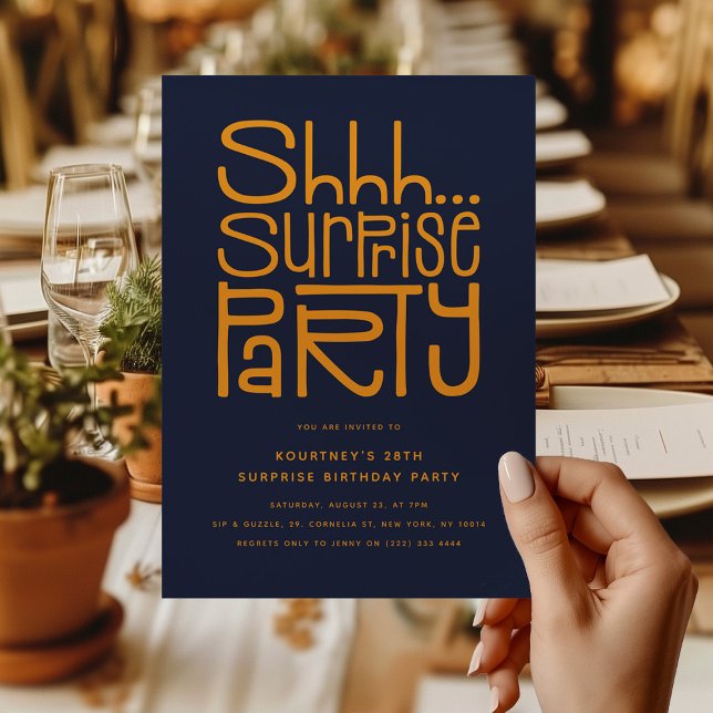 Convites Shhhh Surprise Party Modern Birthday (Criador carregado)