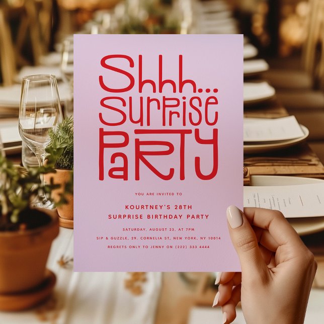Convites Shhhh Surprise Party Modern Birthday (Criador carregado)