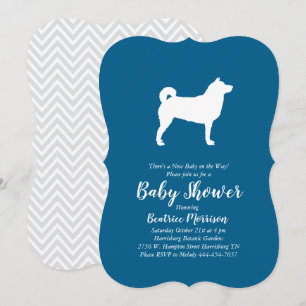 Convites Shiba Inu Cachorro Bebê Azul
