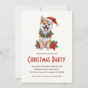 Convites Shiba Inu em uma festa de Natal de Pet de Papai No