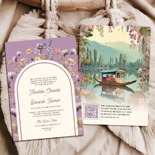 Convites Shikara Floral Caxemira Lago Dal Casamento Indiano