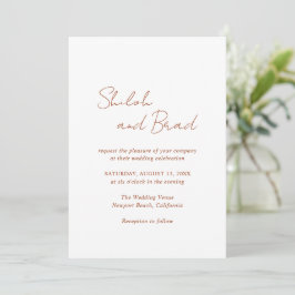 Convites Shiloh Copper Modern Elegant Wedding