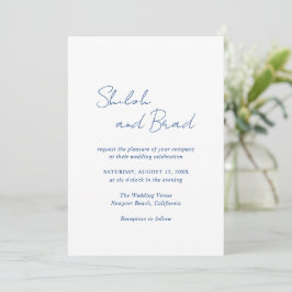 Convites Shiloh Marinho Blue Modern Elegant Wedding