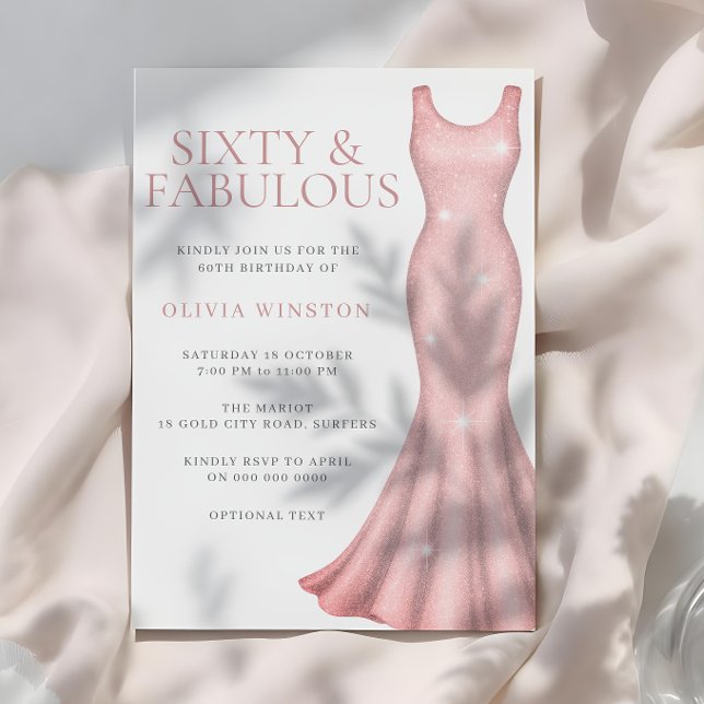 Convites Shimmer Dress 60ª Festa de aniversário (Criador carregado)