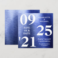 Shimmer Metálico Azul Elegante Modern Salvar A Dat