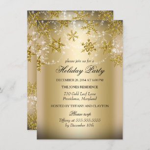 Convites Shimmer Snowflake Festa de Natal Dourada