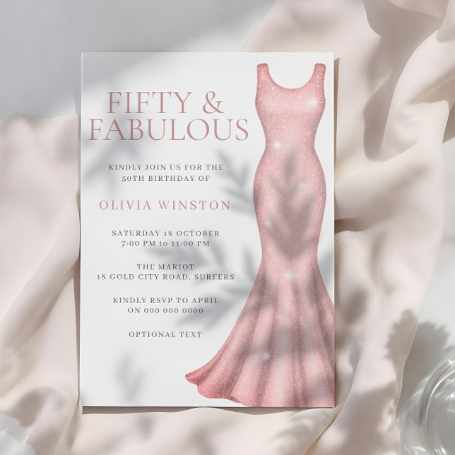 Convites Shimmer Sparkle Dress 50ª Festa de aniversário (Criador carregado)