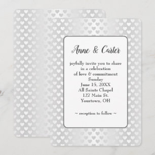 Convites Shimmer White Wedding Hearts