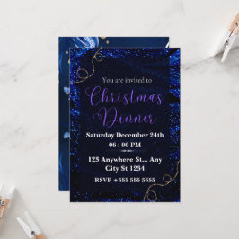 Convites Shimmering Blue Christmas Jantar Invitation!
