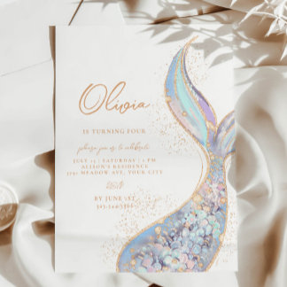 Convites Shimmermid Tail Invitation Aniversário