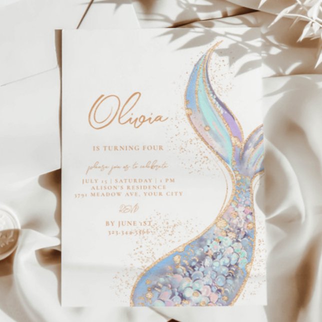 Convites Shimmermid Tail Invitation Aniversário (Criador carregado)