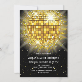 Convites ShinDourado HMeia-Tons Disco Ball Black Aniversári