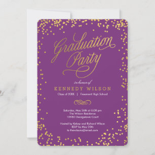 Convites Shiny Confetti Festa de formatura Plum