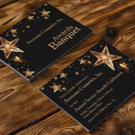 Convites Shiny Crystal Dourado Stars no Black Business Part