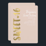 Convites Shiny Faux Gold Foil Beige Sweet 16 Partido<br><div class="desc">PERSONALIZAR PARA QUALQUER EVENTO</div>