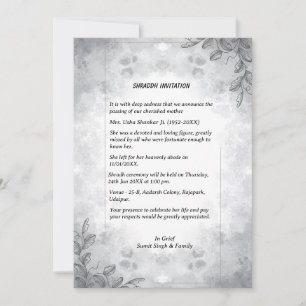 Convites Shok Sandesh Hindu Shraddh