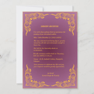 Convites Shok Sandesh Hindu Shraddh