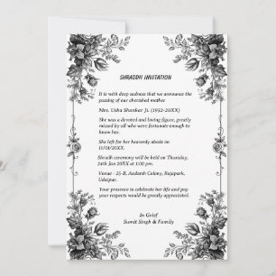 Convites Shok Sandesh Hindu Shraddh