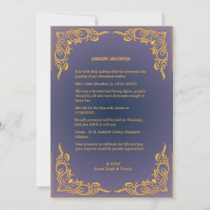 Convites Shok Sandesh Hindu Shraddh