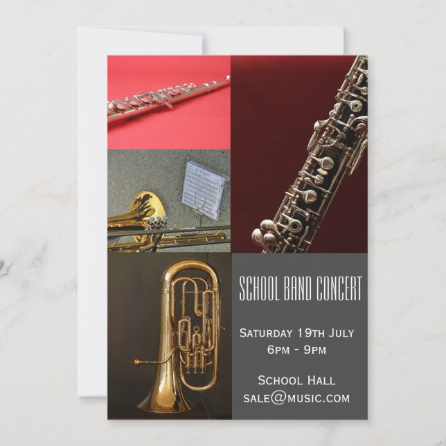 Convites Show de bandas da comunidade de bandas da escola (Frente)