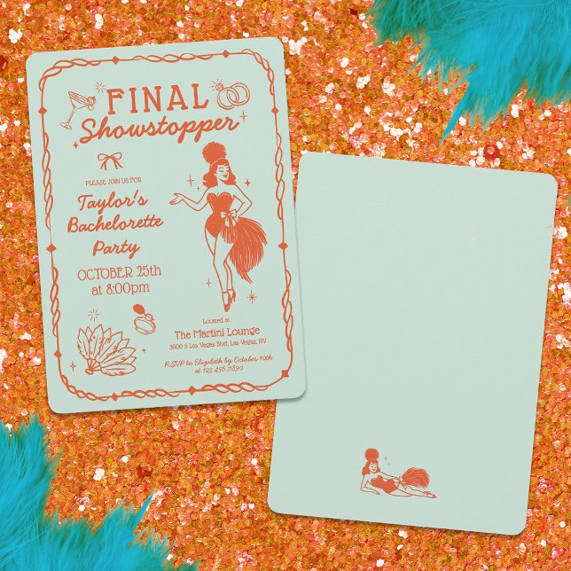 Convites Showgirl Final Showstopper Bachelorette Invitation (Criador carregado)