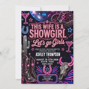 Convites Showgirl Neon Fim de Semana Austin Despedida de So