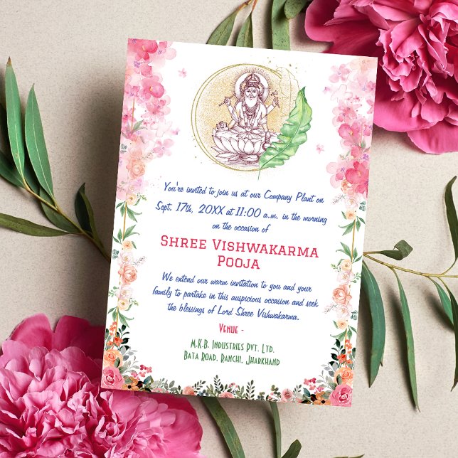 Convites Shree Vishwakarma Pooja Floral remains the same as (Criador carregado)