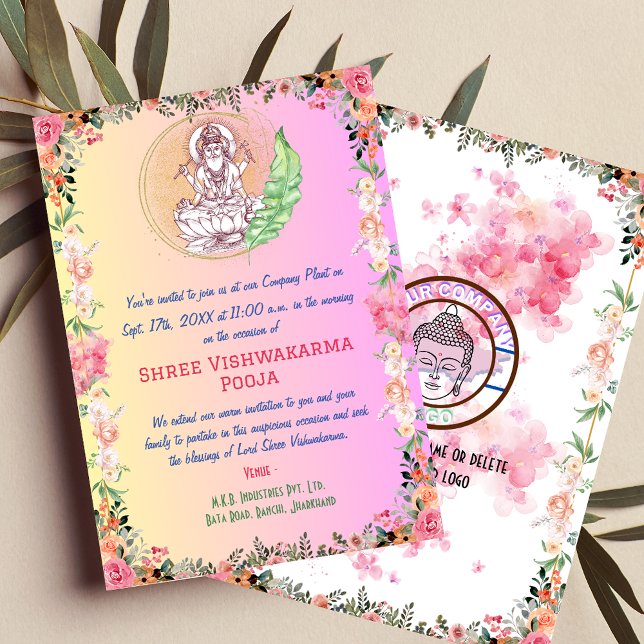 Convites Shree Vishwakarma Pooja Floral remains the same as (Criador carregado)