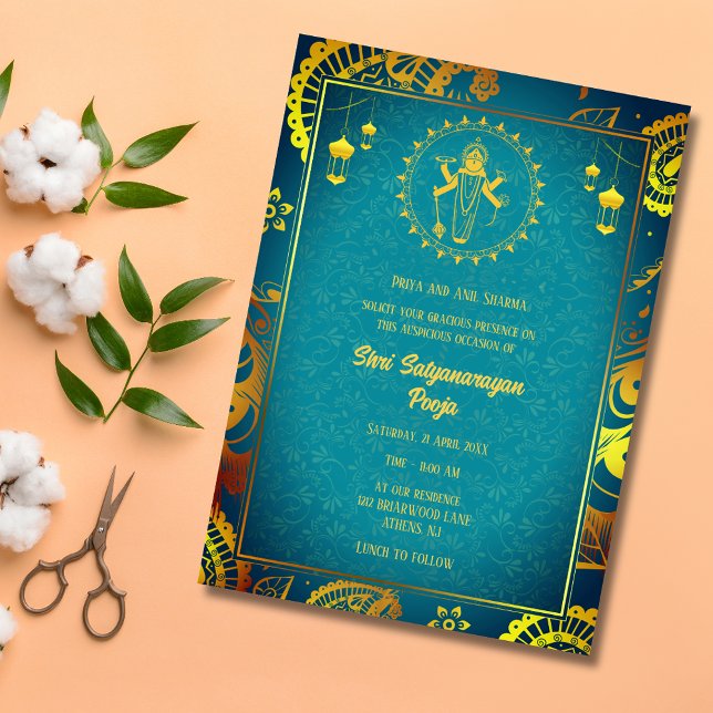 Convites Shri Satyanarayan Pooja Hindu (Criador carregado)