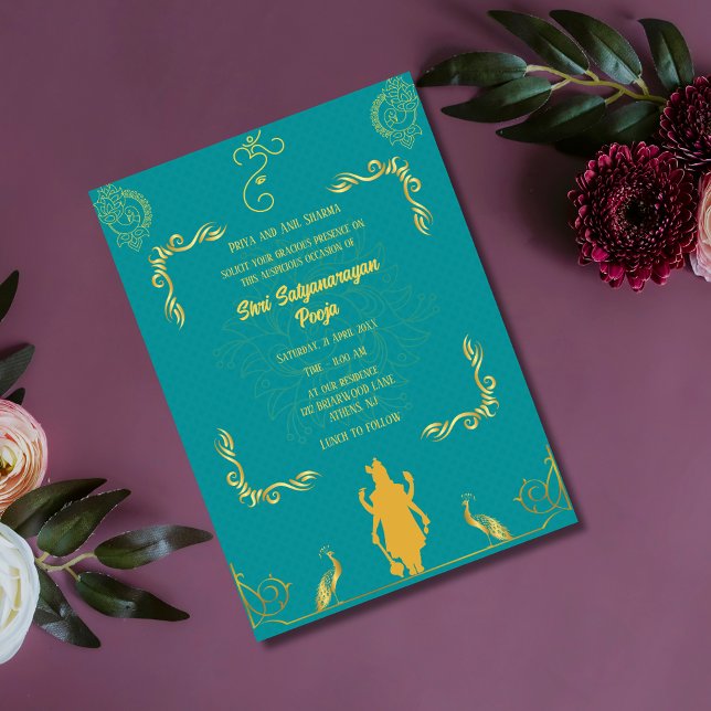 Convites Shri Satyanarayan Pooja Hindu (Criador carregado)