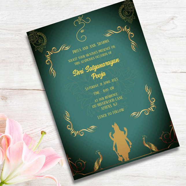 Convites Shri Satyanarayan Pooja Hindu (Criador carregado)