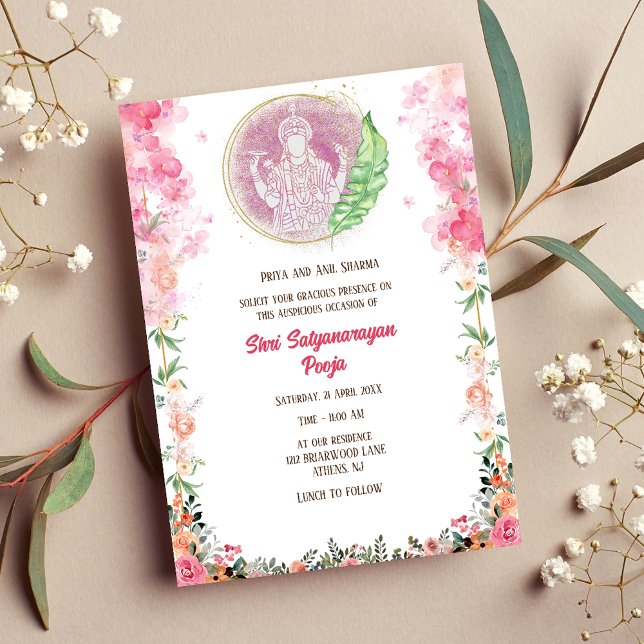 Convites Shri Satyanarayan Pooja Hindu (Criador carregado)