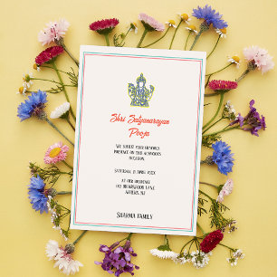 Convites Shri Satyanarayan Pooja Minimamente Hindu Indiano