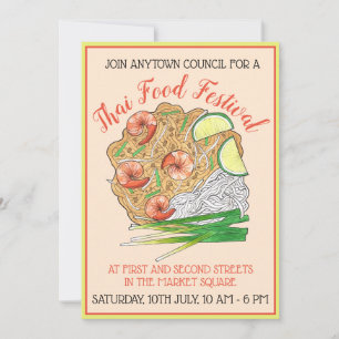 Convites Shrimp Pad Thai Noodles Comida Restaurante