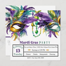 Convites Shrove Terça e Mardi Gras Party