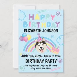 Convites Siberian Husky Birthday Party Invitation Blue