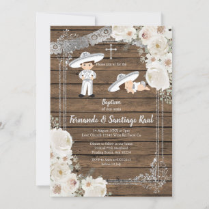 Convites Sibler Silver Fiesta Boy Baptism Aniversário