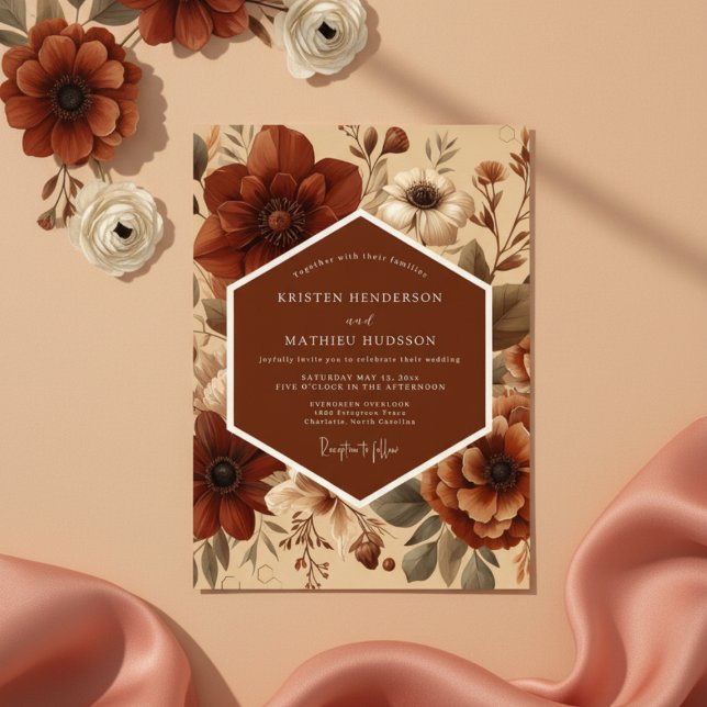 Convites Sienna Bloom Romantic Wedding (Criador carregado)