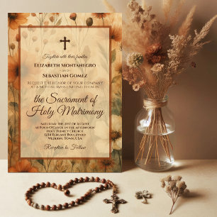 Convites Sienna Boho Aquarela Floral Casamento Católico