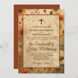 Convites Sienna Boho Watercolor Floral Catholic Wedding