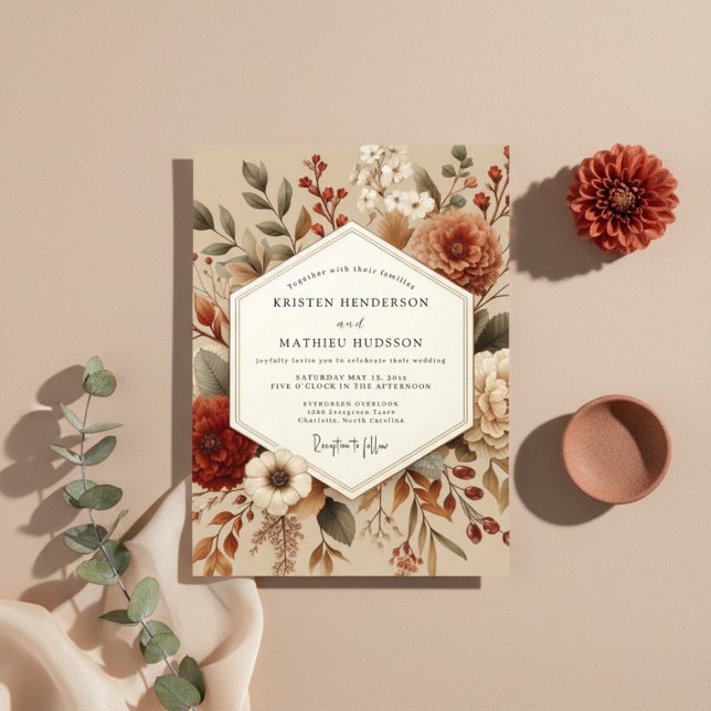 Convites Sienna Botanical Autumn Romance Wedding (Criador carregado)