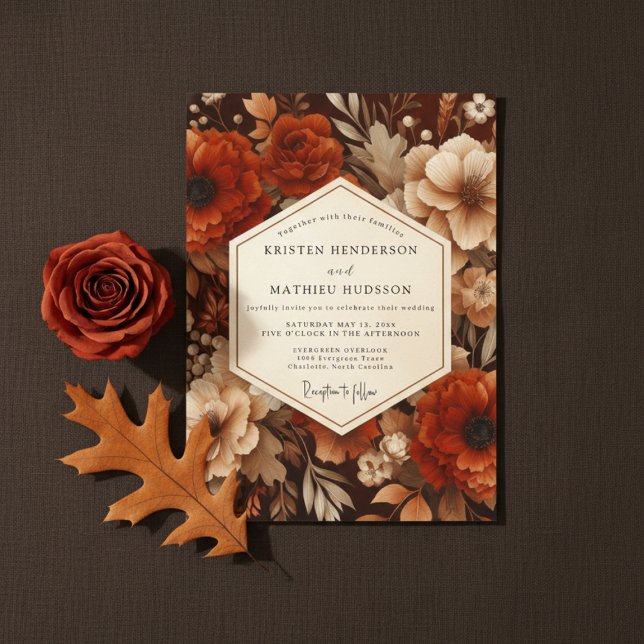 Convites Sienna Botanical Autumn Wedding (Criador carregado)
