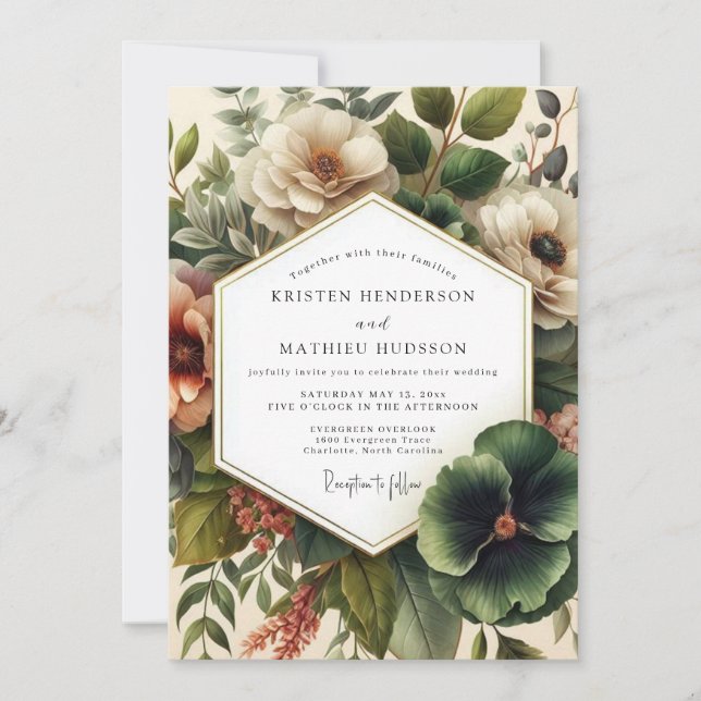 Convites Sienna Classicist Bloom Wedding (Frente)